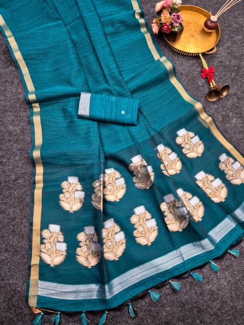 Akshara linen silk online sarees at low price